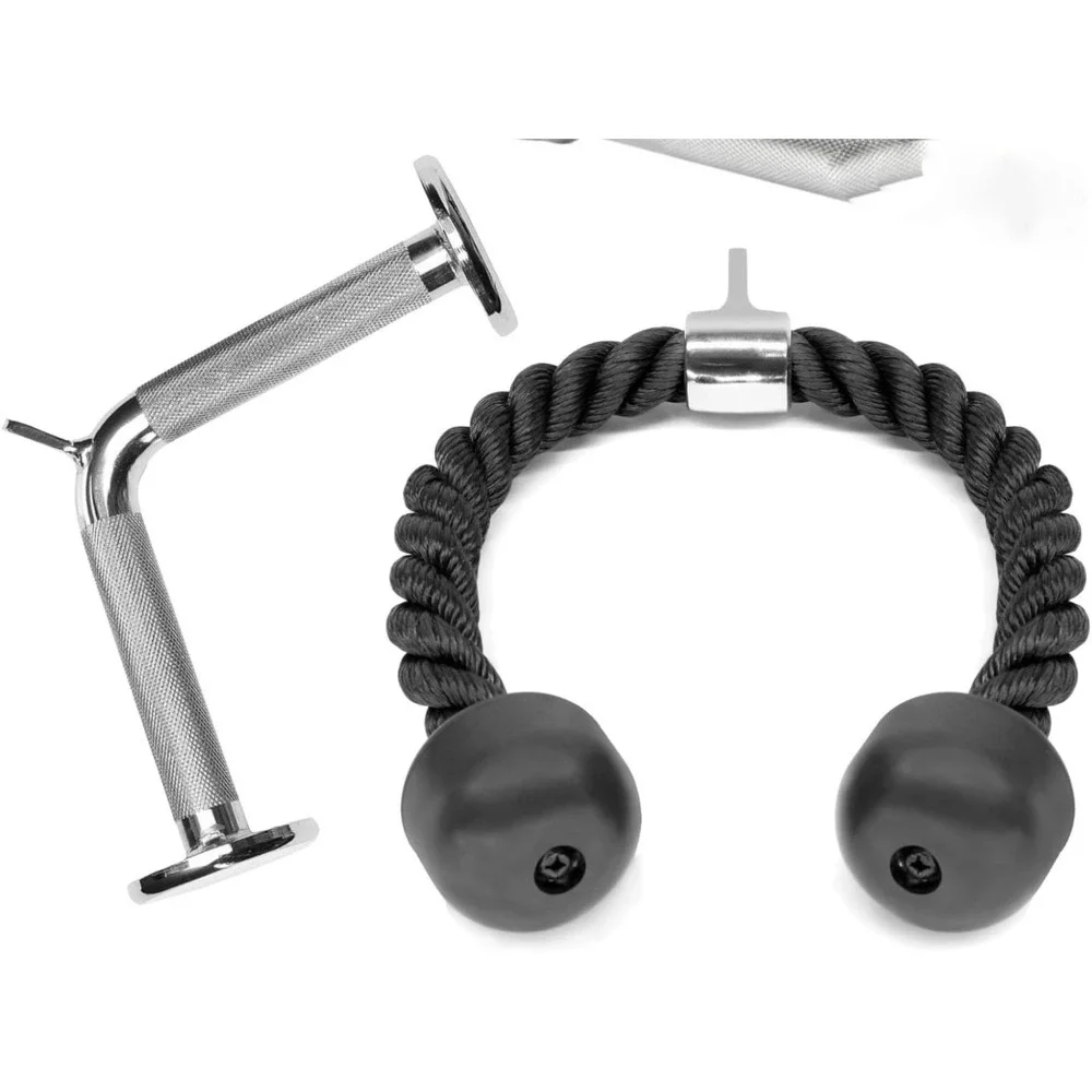 A2ZCARE Combo V-Handle Tricep Rope 2 Snap Hook Set Cable Machine Gym Attachments